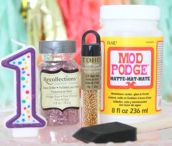 Mod Podge Birthday Candle Makeover | CatchMyParty.com