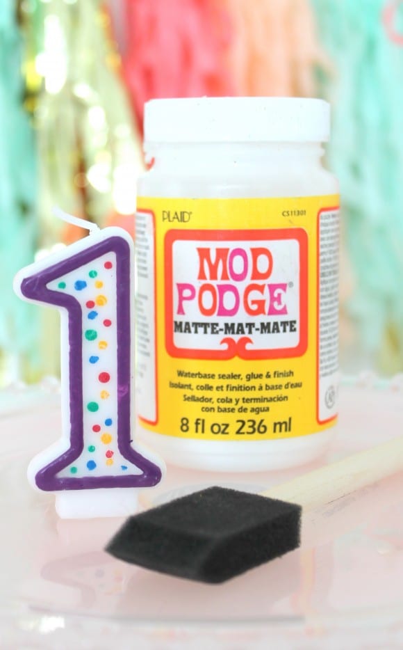 Mod Podge Birthday Candle Makeover | CatchMyParty.com