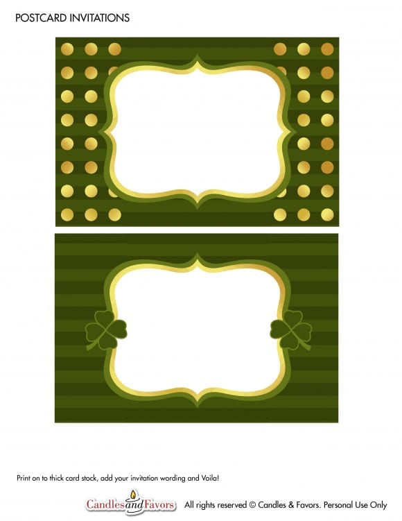 Free Tented Cards St. Patrick's Day Party Printables | CatchMyParty.com