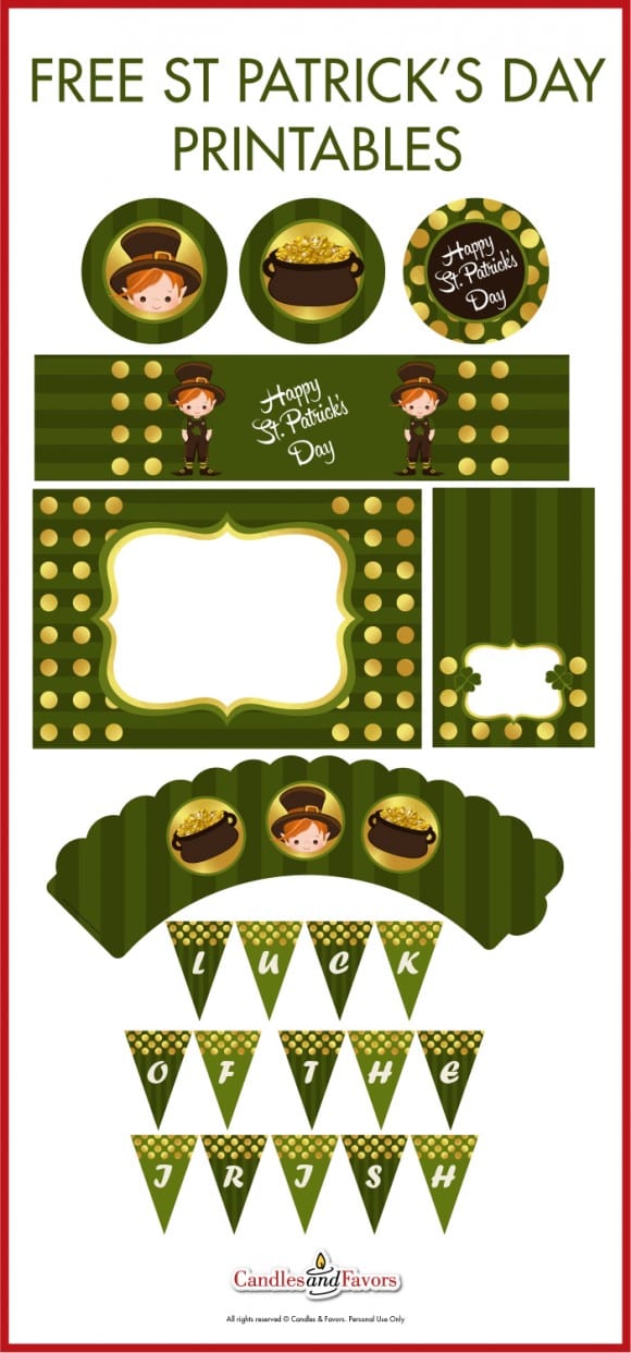 Free St. Patrick's Day party printables with a cute little leprechaun! | CatchMyParty.com