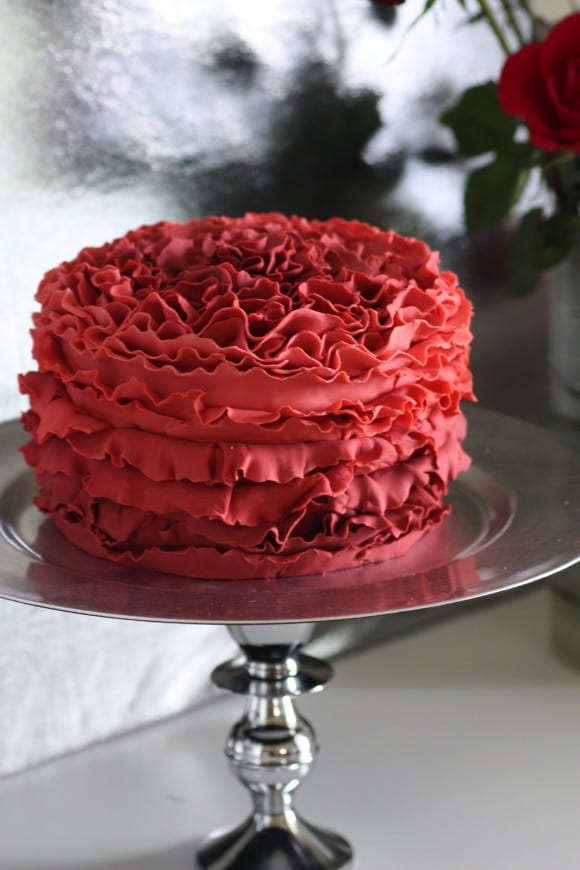 Red ombre cake at a Fifty Shades of Grey party! | CatchMyParty.com