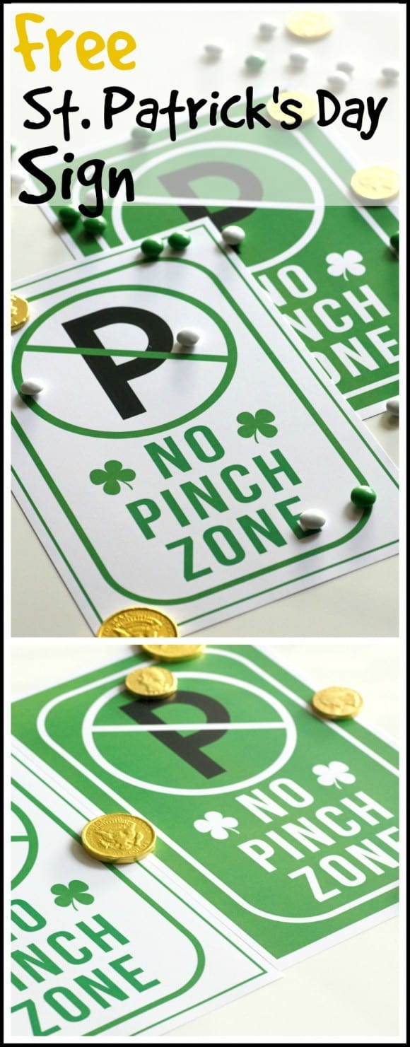 Free printable St. Patrick's Day no pinch signs | CatchMyParty.com