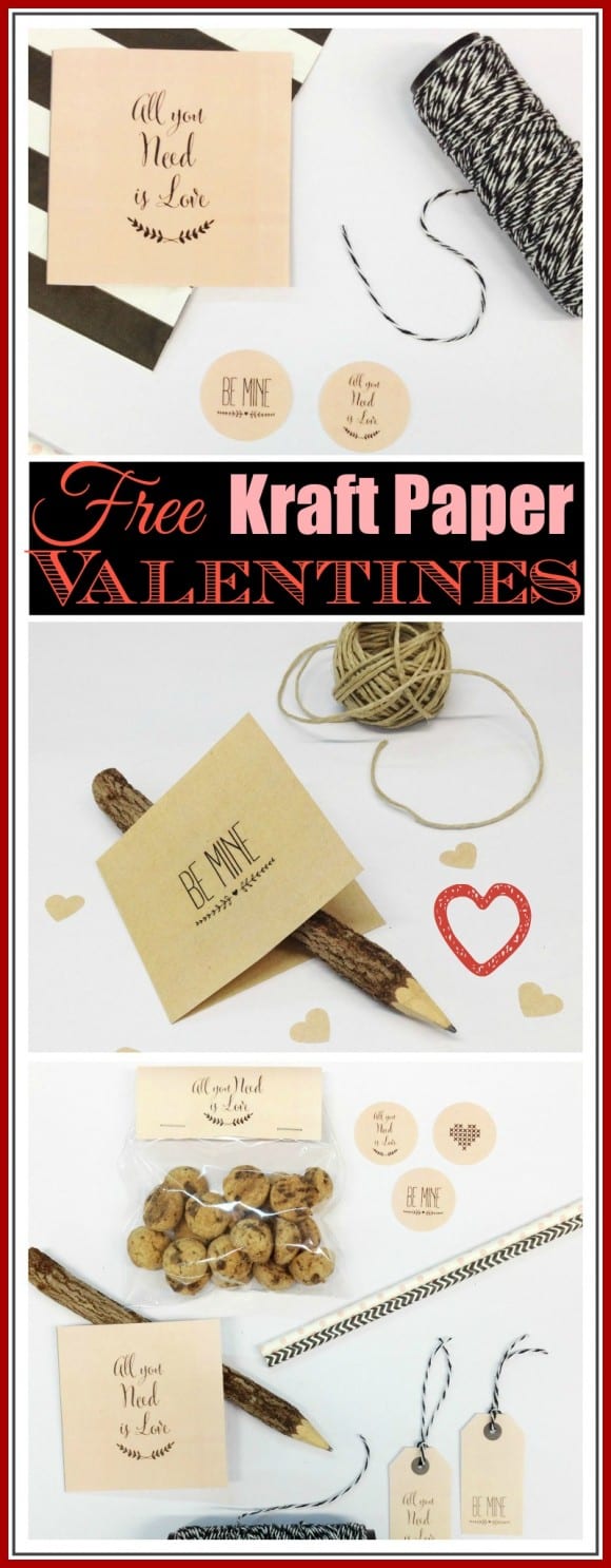 Kraft Paper Valentine's Day Free Printables | CatchMyParty.com
