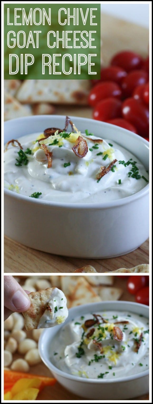 Lemon chive goat cheese dip recipe - the only dip recipe you need for entertaining! | CatchMyParty.com