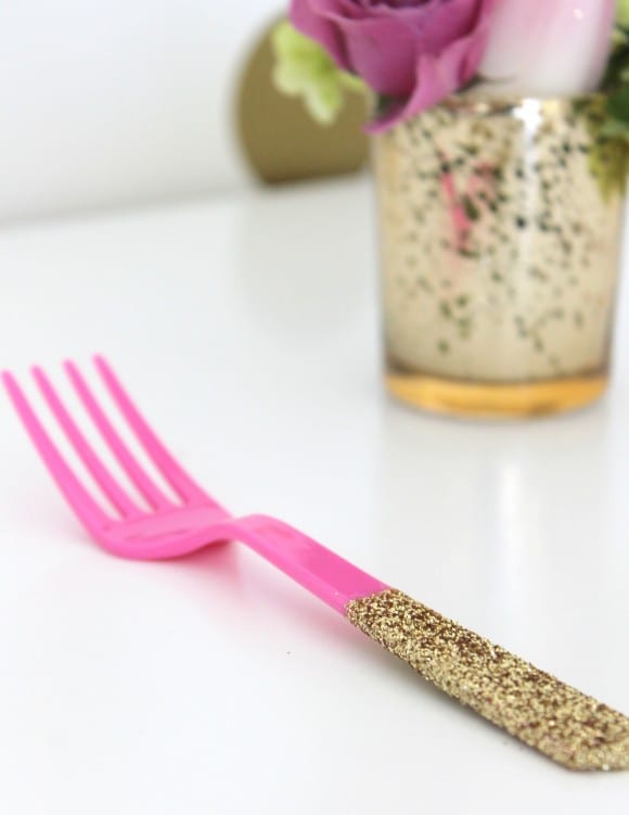 Glittered Party Utensils | CatchMyParty.com