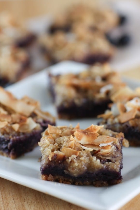 Healthy Coconut Blueberry Bars | CatchMyParty.com