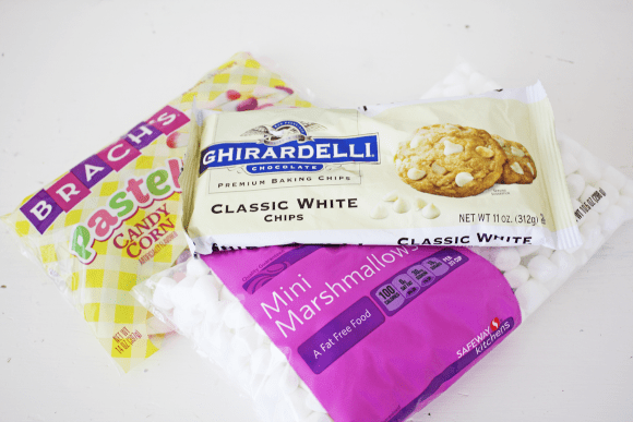 Ingredients for white chocolate marshmallow bark | CatchMyParty.com