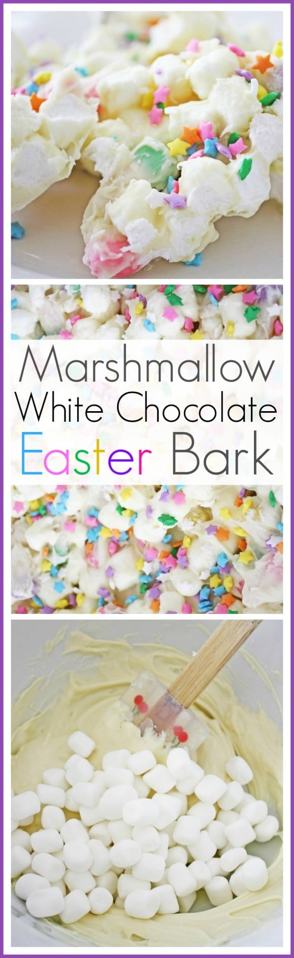 Marshmallow White Chocolate Bark Recipe great for an Easter or spring party! | CatchMyParty.com