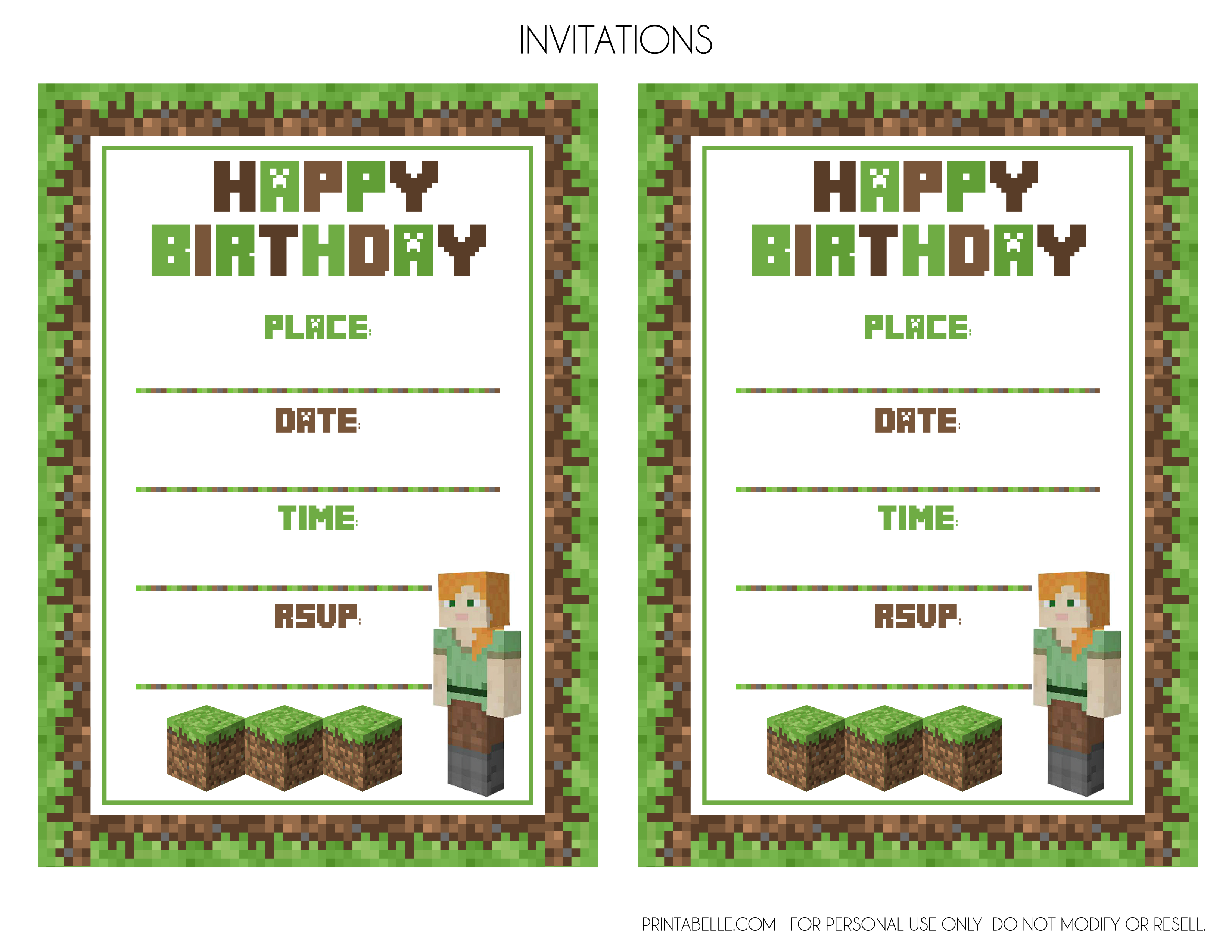 44  Minecraft Birthday Invitations PNG Free Invitation Template