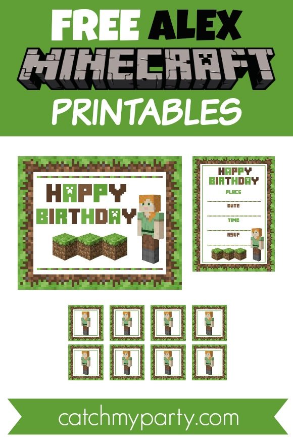 Free Awesome Alex Minecraft Printables for girls | CatchMyParty.com