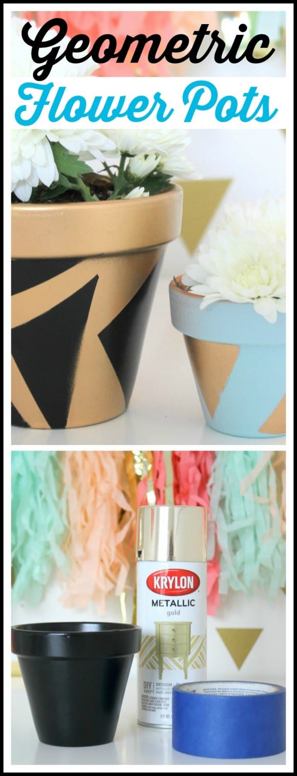 Geometric Painted Flower Pot DIY | CatchMyParty.com