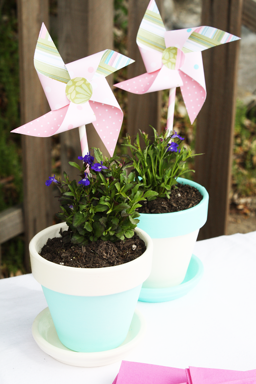 DIY Flower Pot Pinwheel | CatchMyParty.com