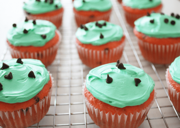 Final Baking Watermelon Cupcakes for Summer | CatchMyParty.com