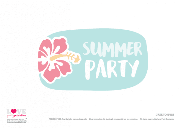Cake toppers Summer Party Printables | CatchMyParty.com