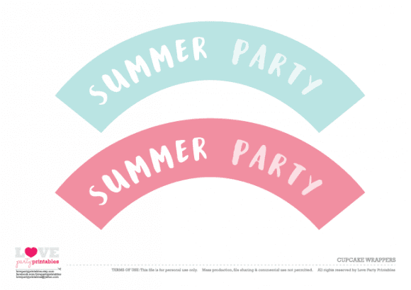 Cupcake wrapper Summer Party Printables | CatchMyParty.com