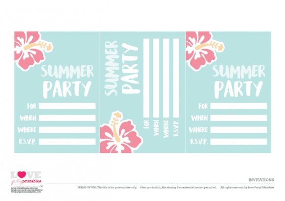 Free Summer Party Printables - Invitations | CatchMyParty.com