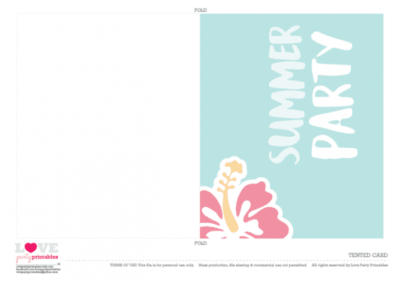 Tented cards Summer Party Printables | CatchMyParty.com