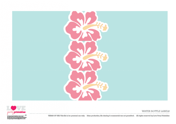 Hawaiian Summer Party Printables - Water bottle labels  | CatchMyParty.com