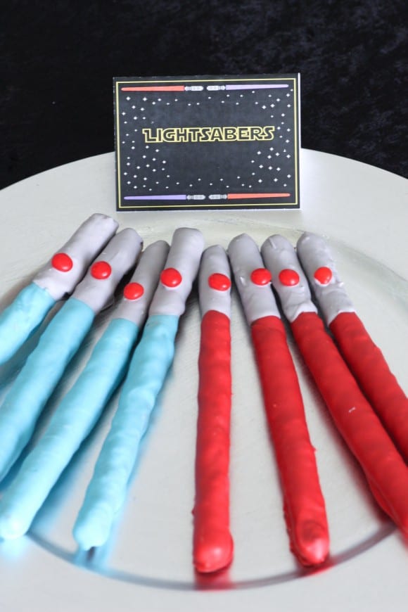 Pretzel Lightsabers for a Star Wars party | CatchMyParty.com