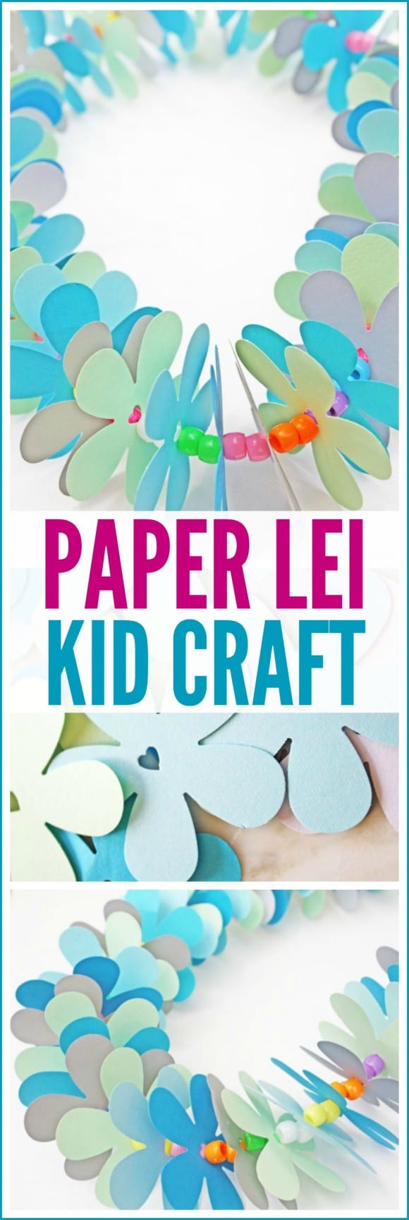These paper leis are the best kids craft to keep them busy over summer, plus they make a great Hawaiian party activity! | CatchMyParty.com