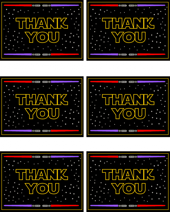 Star Wars Free Printable Thank You Cards | CatchMyParty.com