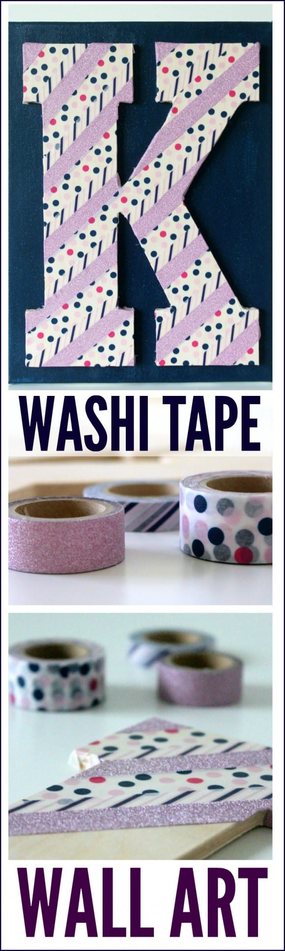 Washi Tape Monogram Wall Art Tutorial | CatchMyParty.com