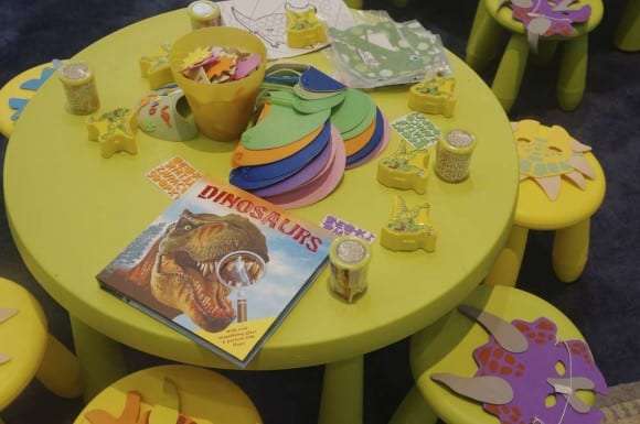 Dinosaur Birthday Party Craft table | CatchMyParty.com