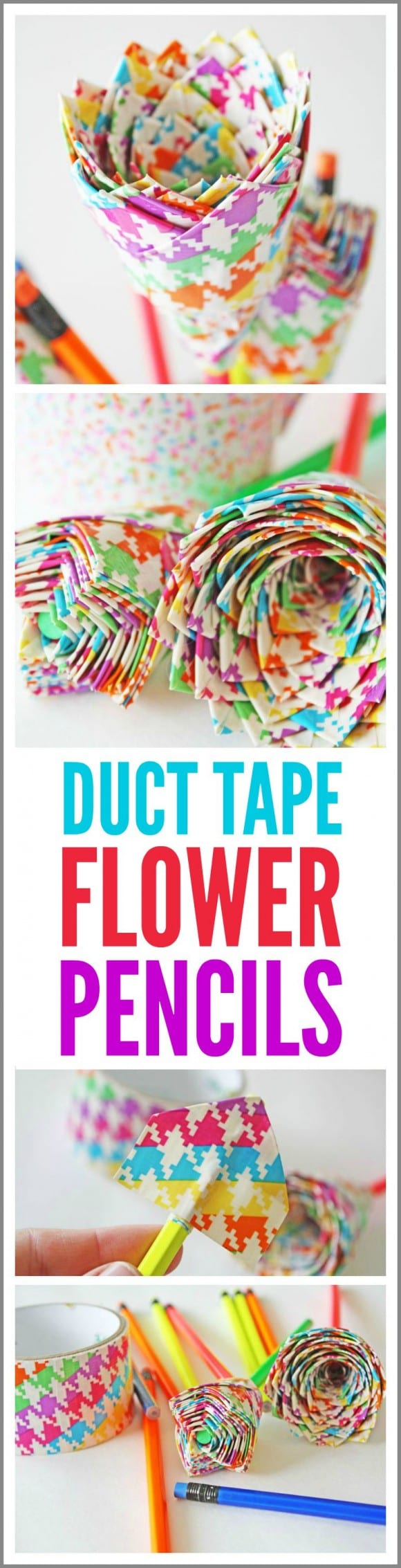 Duct Tape Flower Pencils DIY | CatchMyParty.com
