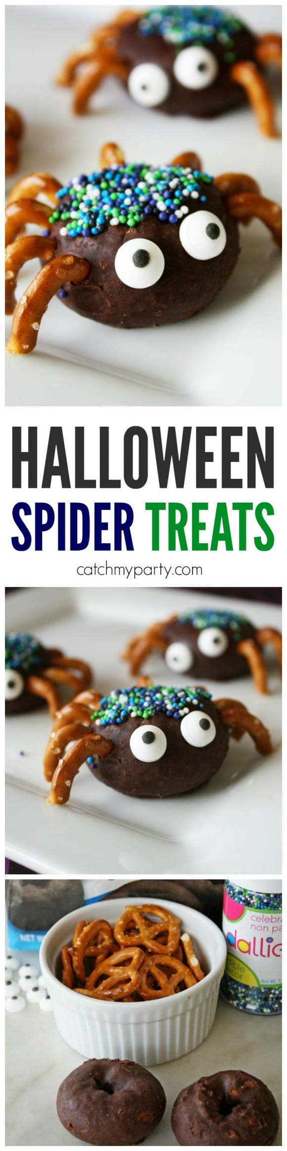 Halloween Donut Spider Treats | CatchMyParty.com