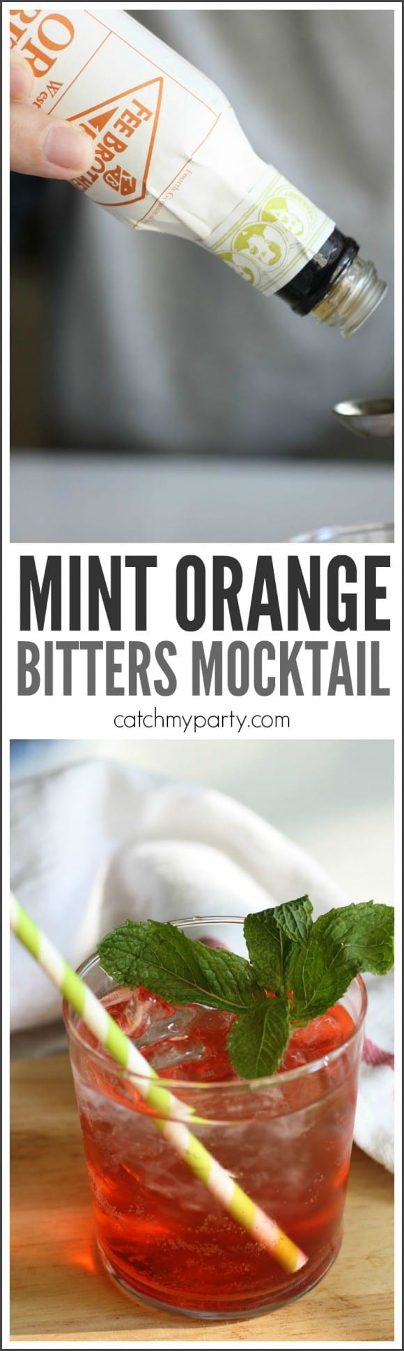 Mint Orange Bitters Mocktail Recipe | CatchMyParty.com
