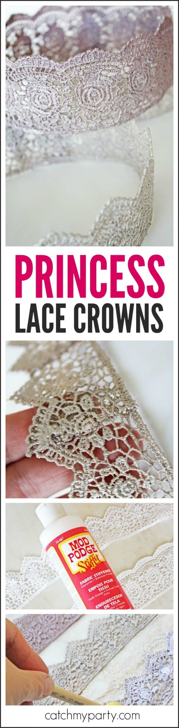 Princess Lace Crown DIY | CatchMyParty.com