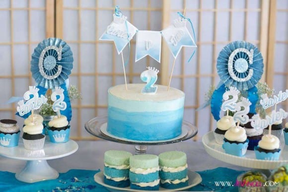 Prince Carter's Blue Ombre 2nd Birthday Party | CatchMyParty.com