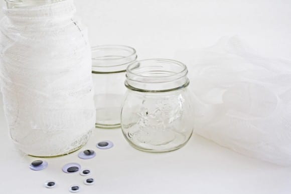 Supplies for Halloween Mummy Jars DIY | CatchMyParty.com