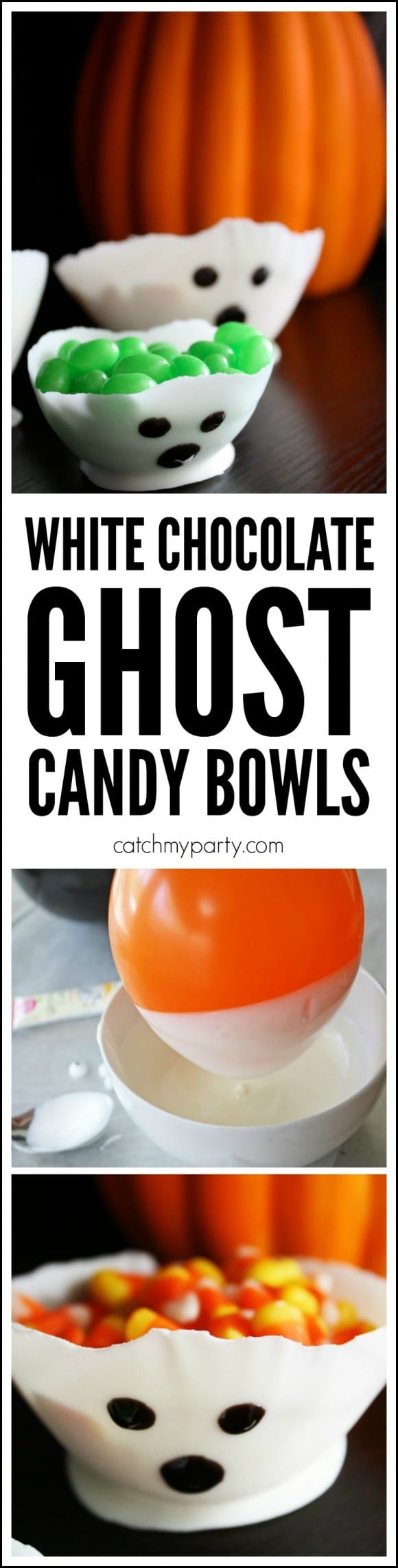 White Chocolate Ghost Bowl for Halloween | CatchMyParty.com
