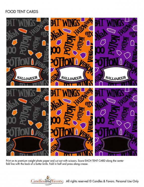 Free Halloween Party Printable Tented Cards | CatchMyParty.com
