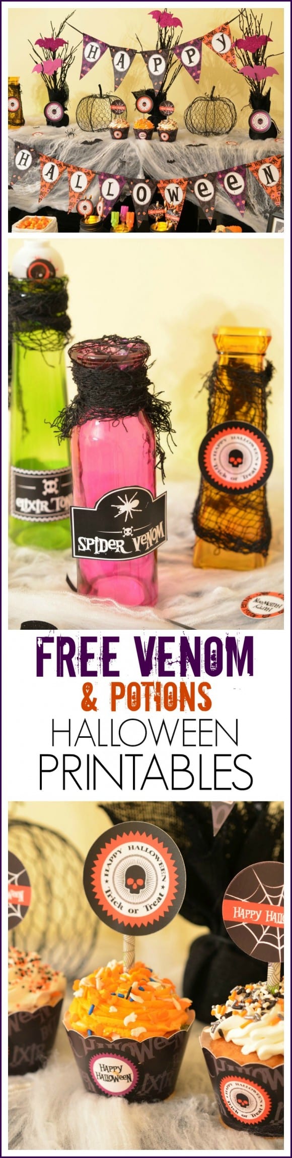 Venom & Potions Free Halloween Party Printables -- all the decorations you need for your Halloween party! See more Halloween party ideas at CatchMyParty.com!