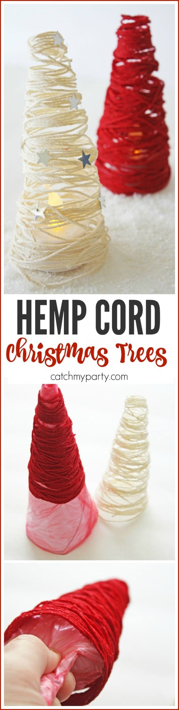 Hemp cord Christmas Tree DIY Craft | CatchMyParty.com