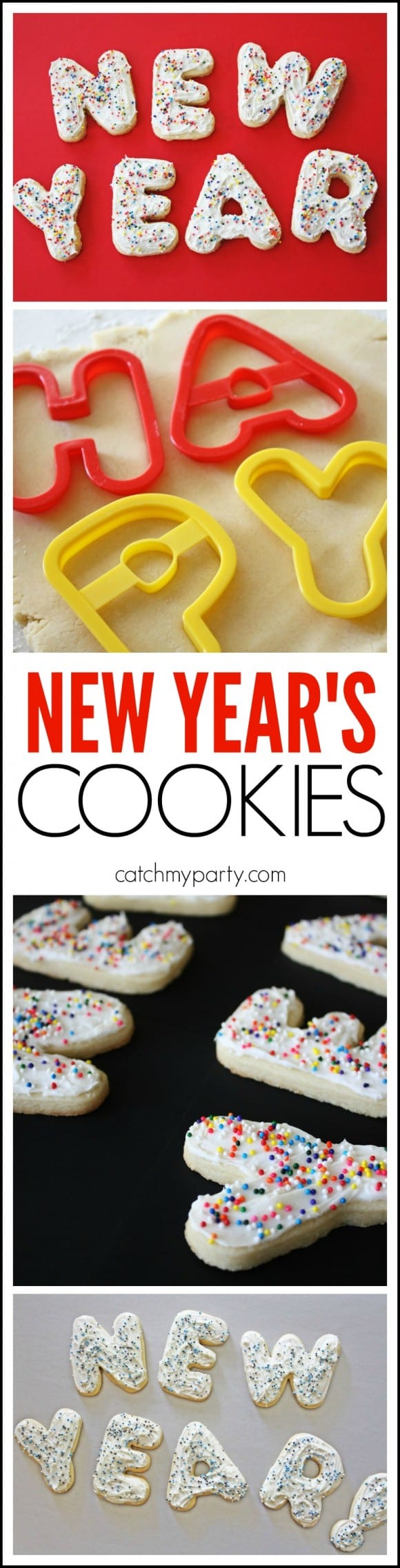 Happy New Year Cookie Letters! See more party ideas at CatchMyParty.com.
