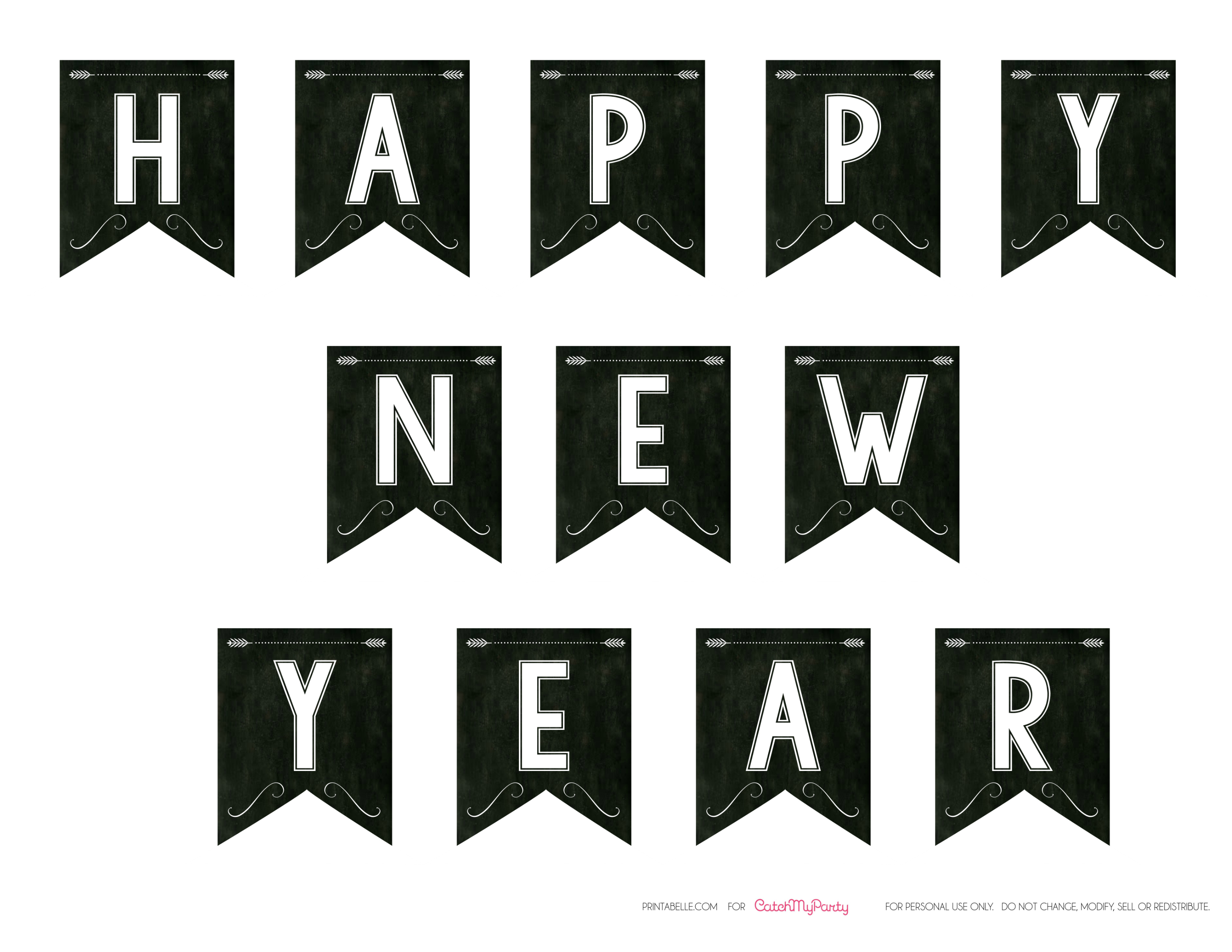 Free Chalkboard New Year s Party Printables Full Set Catch My Party