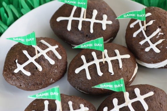 Easy Game Day Football Whoopie Pies | CatchMyParty.com