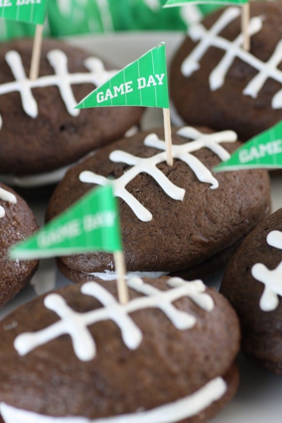 Easy Game Day Football Whoopie Pies | CatchMyParty.com