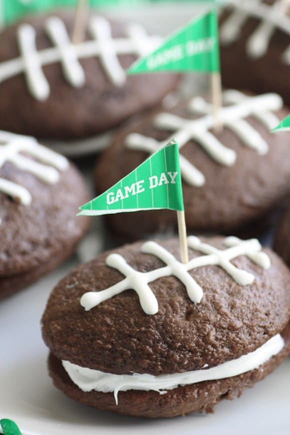 Easy Game Day Football Whoopie Pies | CatchMyParty.com