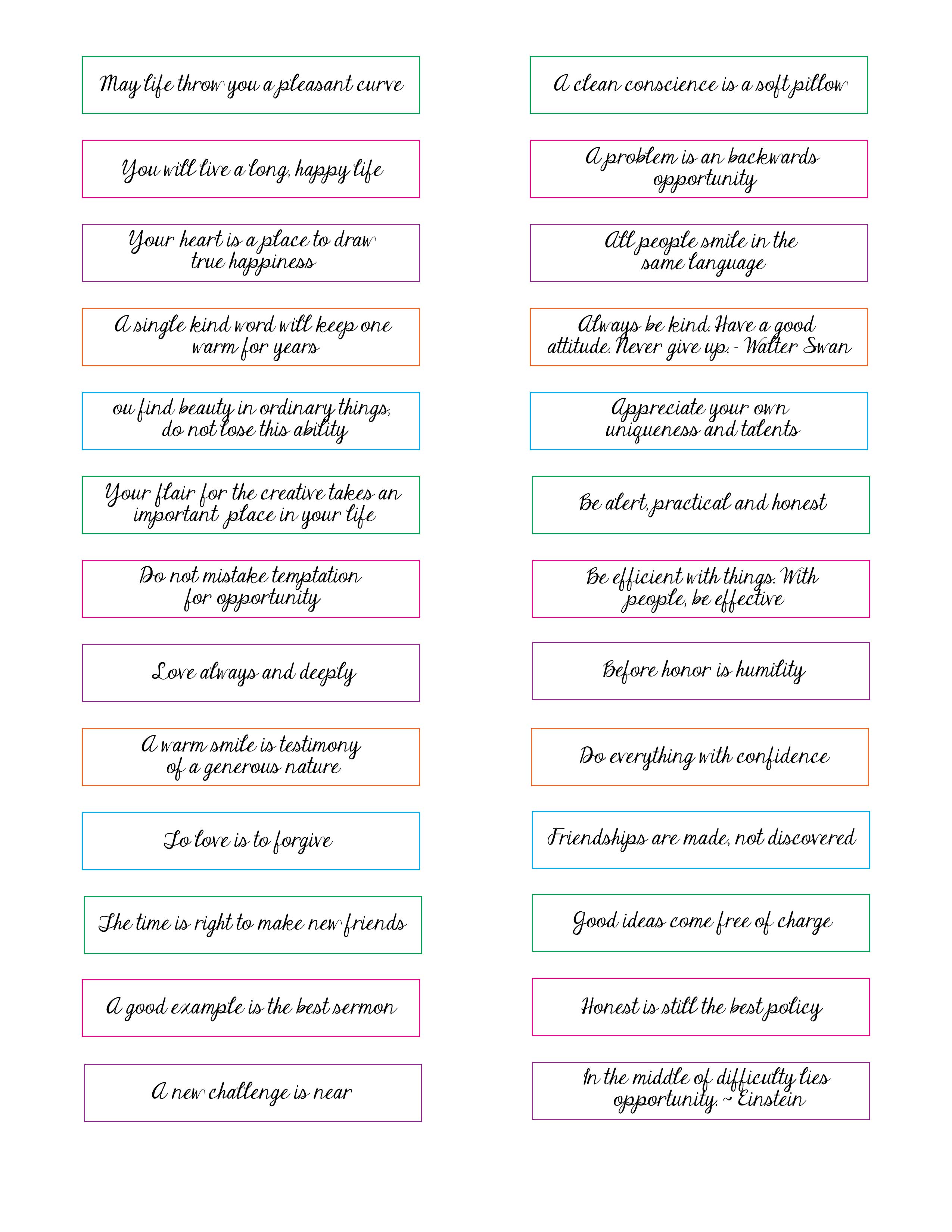 Fortune Cookie Sayings Printable Printable Word Searches