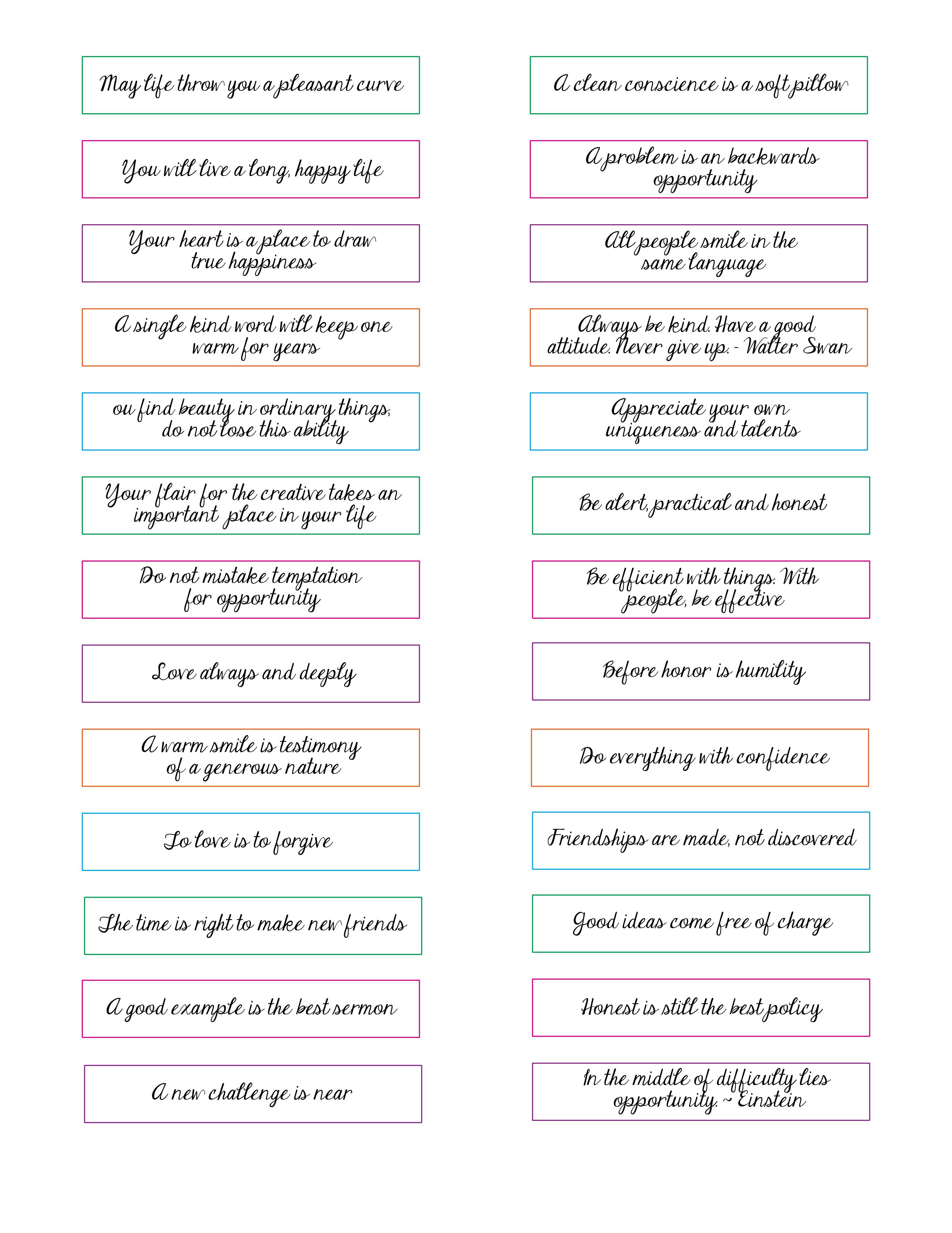 fortune cookie sayings printable