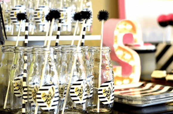 Kate Spade Party Ideas - Sparkly Drink Glasses | Catchmyparty.com