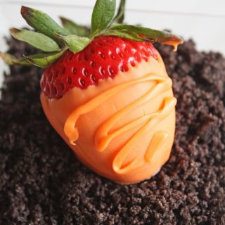 Finished Dirt Cake and Strawberry Carrots | CatchMyParty.com