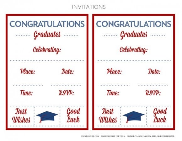 Free Red & Blue Preppy Graduation Party Invitations | CatchMyParty.com
