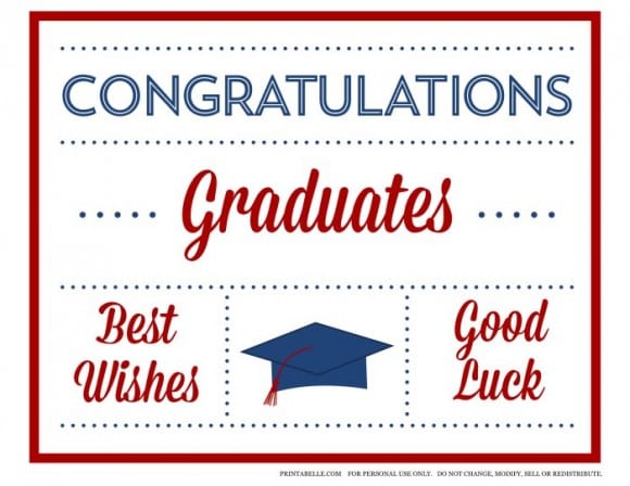 Free Red & Blue Preppy Graduation Party Printables | CatchMyParty.com