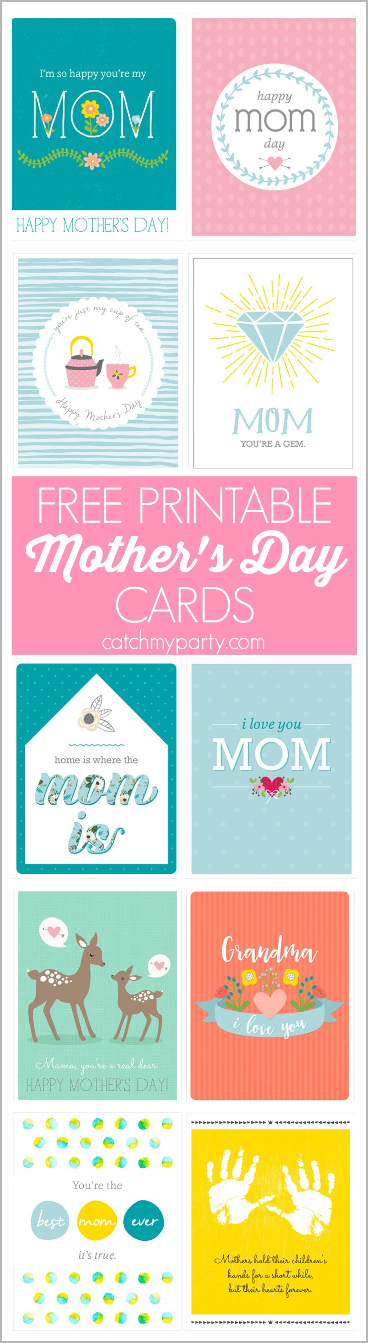 10 Free Printable Pastel Mother&rsquo;s Day Cards | Catch My Party