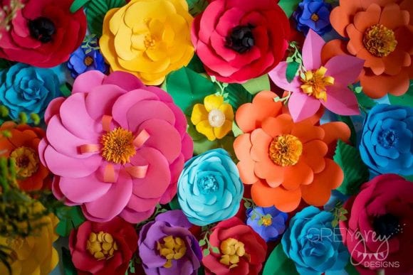 Fiesta party party flower backdrop | Catchmyparty.com